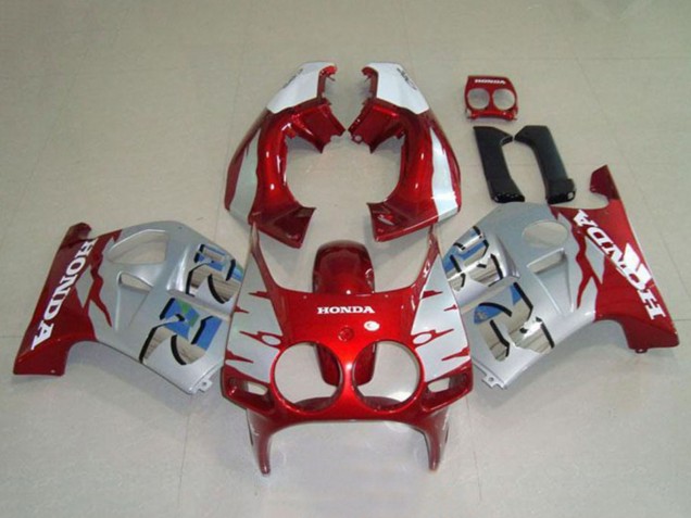 1988-1989 Honda CBR250RR MC19 Motorcycle Fairings - Silver White Red