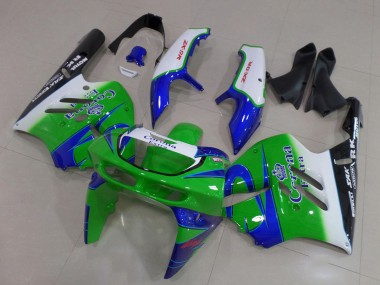 Shop 1994-1997 Kawasaki ZX9R Motorcycle Fairings - White Blue Green Black Corona Extra