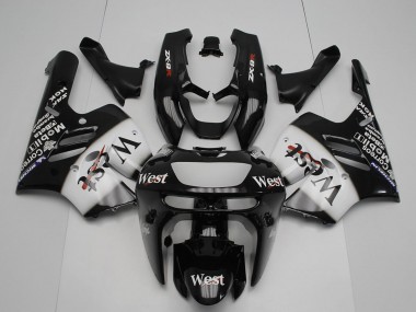 Shop 1994-1997 Kawasaki ZX9R Motorcycle Fairings - Glossy Black White West
