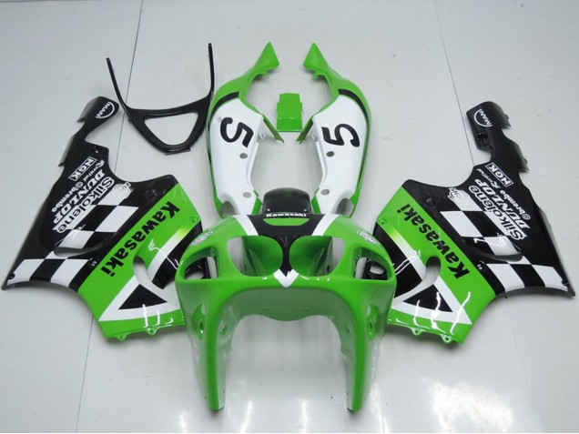 1996-2003 Kawasaki ZX7R Motorcycle Fairings - Green White Black 5