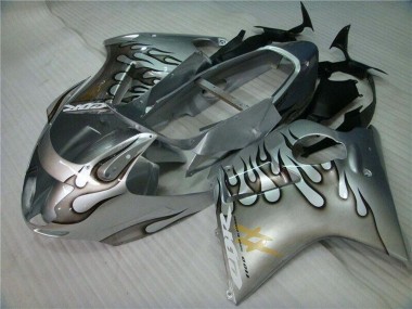 Shop 1996-2007 Honda CBR1100XX Blackbird Motorcycle Fairing - Silver Black Flame