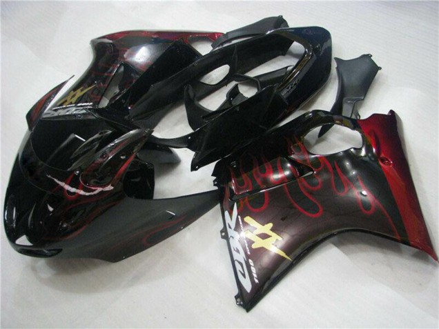 1996-2007 Honda CBR1100XX Blackbird Abs Motorcycle Fairings - Glossy Black Red Flame