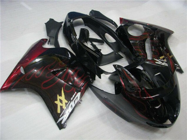 1996-2007 Honda CBR1100XX Blackbird Abs Motorcycle Fairings - Glossy Black Red Flame