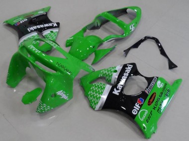 Shop 1998-1999 Kawasaki ZX6R Motorcycle Fairings - Green White Silver Glossy Black