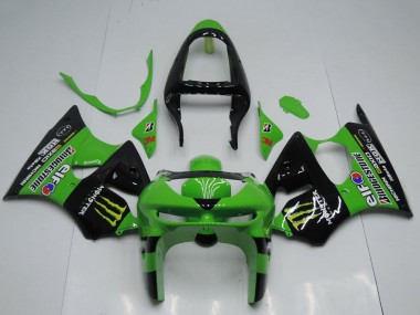 Shop 1998-1999 Kawasaki ZX6R Motorcycle Fairings - Green Glossy Black Yellow Elf Bridgestone Monster