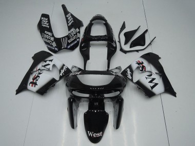 Shop 1998-1999 Kawasaki ZX9R Motorcycle Fairings - Glossy Black White West