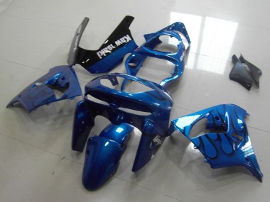 Shop 1998-1999 Kawasaki ZX9R Motorcycle Fairings - Blue Black Flame