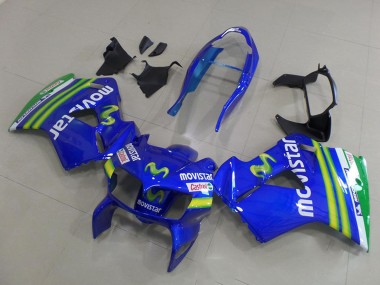 Shop 1998-2001 Honda VFR 800 Motorcycle Fairings - Blue Green White MoviStar