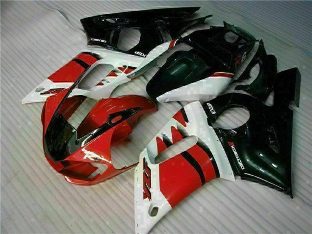 1998-2002 Yamaha YZF R6 Motorcycle Fairing - White Red Glossy Black