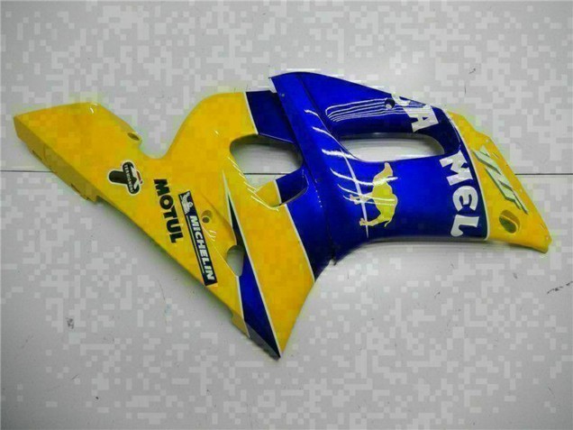1998-2002 Yamaha YZF R6 Motorcycle Fairings - Yellow Blue White Camel Motul