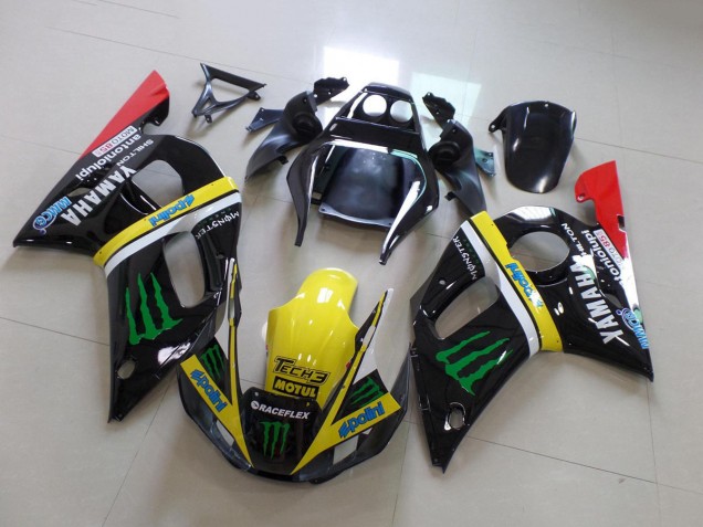 1998-2002 Yamaha YZF R6 Motorcycle Fairings - Glossy Black Yellow Red Green Motul Monster