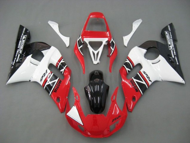 1998-2002 Yamaha YZF R6 Motorcycle Fairings - White Red Glossy Black
