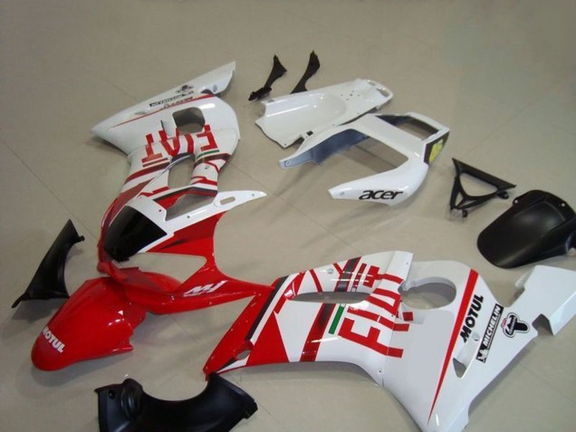 1998-2002 Yamaha YZF R6 Motorcycle Fairings - White Red Fiat Motul Michelin
