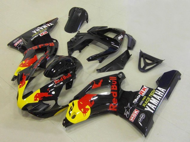2000-2001 Yamaha YZF R1 Motorcycle Fairings - Glossy Black Yellow Red Bull
