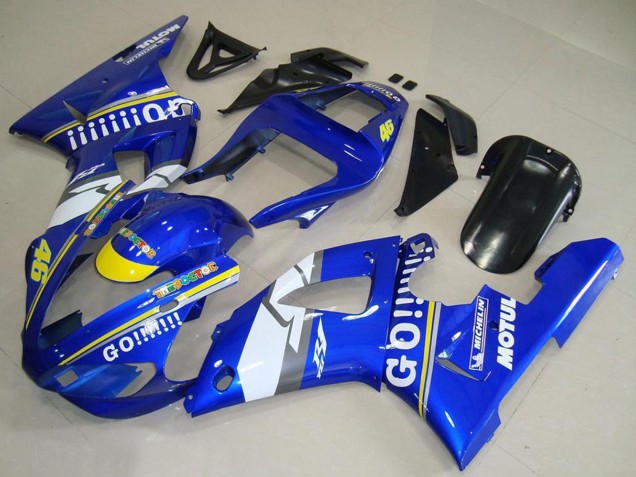 2000-2001 Yamaha YZF R1 Motorcycle Fairings - Blue White Yellow Motul 46