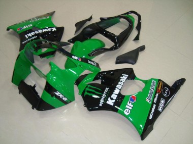 Shop 2000-2002 Kawasaki ZX6R Motorcycle Fairings - Green Glossy Black Monster