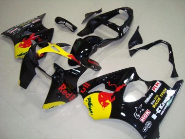 Shop 2000-2002 Kawasaki ZX6R Motorcycle Fairings - Glossy Black Yellow Red Bull