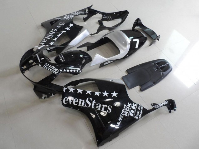 2000-2006 Honda VTR1000 Motorcycle Fairings - Glossy Black White SevenStars