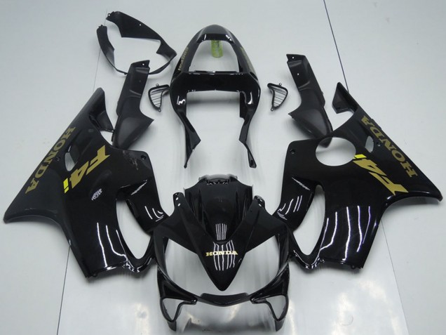2001-2003 Honda CBR600 F4i Motorcycle Fairings - Glossy Black Gold Decals