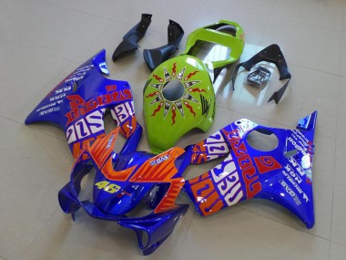 Shop 2001-2003 Honda CBR600 F4i Motorcycle Fairings - Yellow Blue Orange Rossi 46