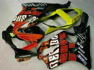 Shop 2001-2003 Honda CBR600 F4i Motorcycle Fairings - Yellow Orange Glossy Black Rossi 46
