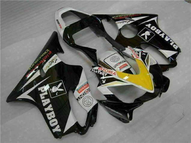 2001-2003 Honda CBR600 F4i Motorcycle Fairings - White Yellow Glossy Black Playboy