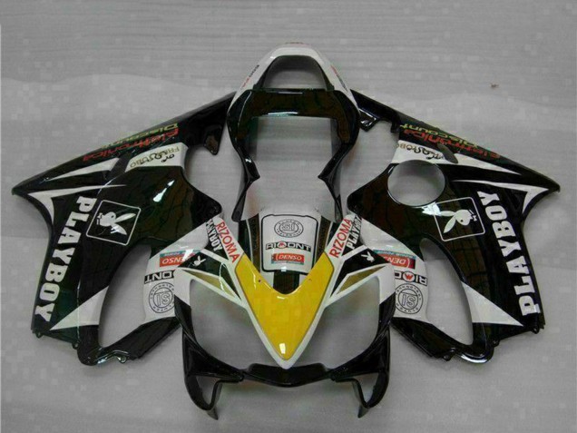 2001-2003 Honda CBR600 F4i Motorcycle Fairings - White Yellow Glossy Black Playboy