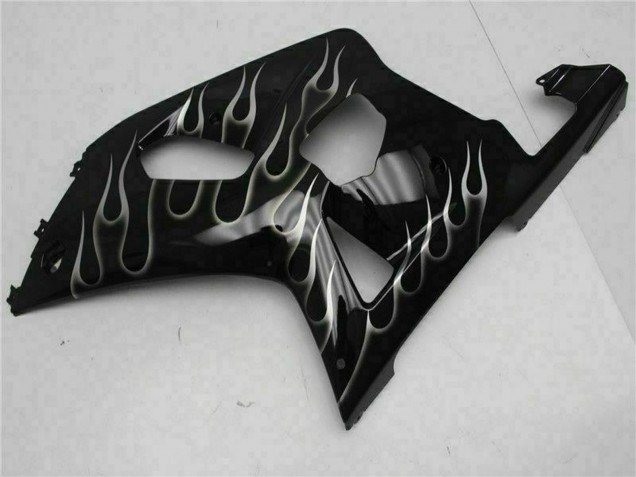 2001-2003 Suzuki GSXR 600/750 Motorcycle Fairings - Glossy Black Silver Flame