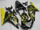 2001-2003 Suzuki GSXR 600/750 Motorcycle Fairings - Glossy Black Yellow Flame