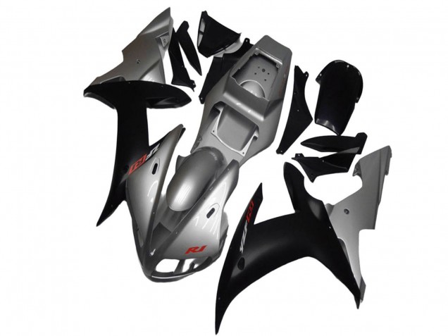 2002-2003 Yamaha YZF R1 Motorcycle Fairings - Silver Matte Black