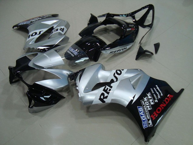 2002-2013 Honda VFR 800 Motorcycle Fairing - Silver Glossy Black Repsol