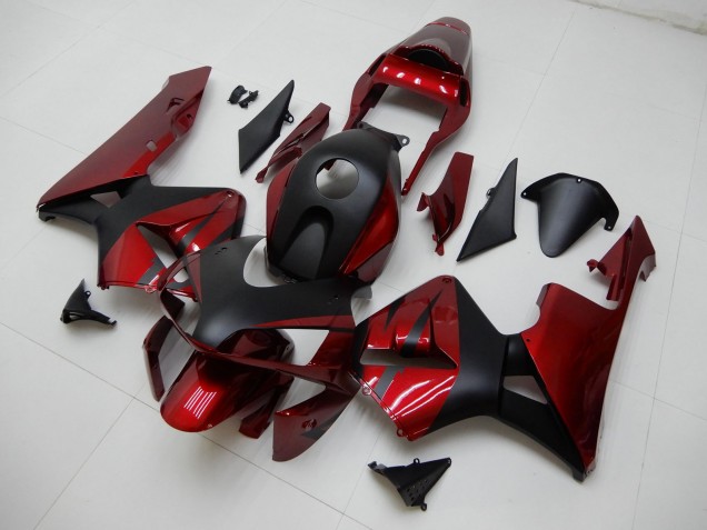 2003-2004 Honda CBR600RR Motorcycle Fairings - Red Matte Black Stripe