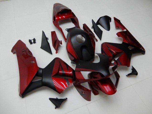 2003-2004 Honda CBR600RR Motorcycle Fairings - Red Matte Black Stripe