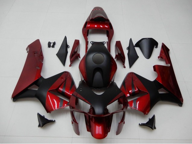 2003-2004 Honda CBR600RR Motorcycle Fairings - Red Matte Black Stripe