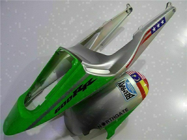 2003-2004 Honda CBR600RR Motorcycle Fairing - Silver Green Glossy Black