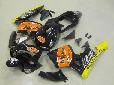 Shop 2003-2004 Honda CBR600RR Motorcycle Fairings - Glossy Black Orange Yellow Hm Plant Dunlop
