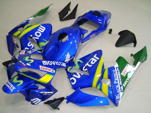 2003-2004 Honda CBR600RR Motorcycle Fairing - Blue Yellow Green MoviStar