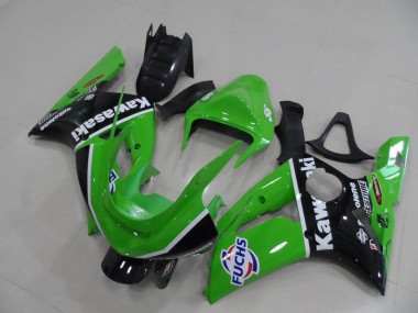Shop 2003-2004 Kawasaki ZX6R Motorcycle Fairings - Green White Black Fuchs