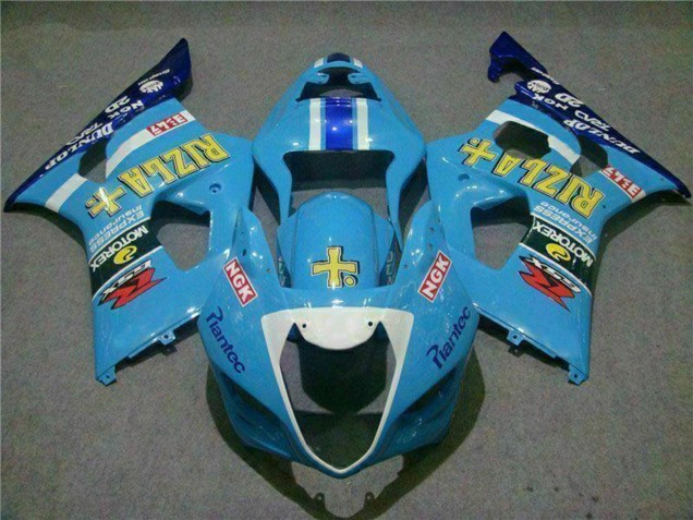 2003-2004 Suzuki GSXR 1000 Motorcycle Fairings - Blue White Yellow Rizla