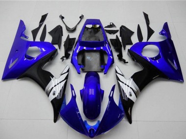 Shop 2003-2004 Yamaha YZF R6 Motorcycle Fairings - Blue White Glossy Black