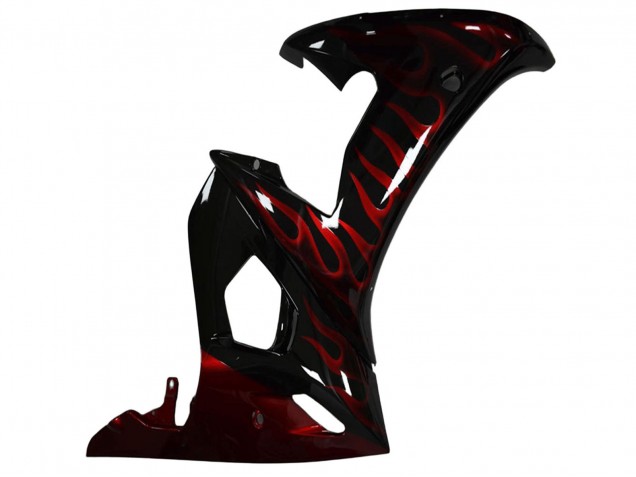 2003-2004 Yamaha YZF R6 Motorcycle Fairing - Glossy Black Red Flame