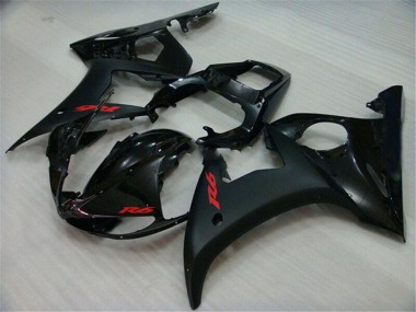 Shop 2003-2004 Yamaha YZF R6 Motorcycle Fairings - Glossy Black Matte Black Red Decals