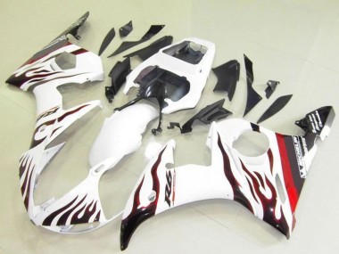 Shop 2003-2004 Yamaha YZF R6 Motorcycle Fairings - White Red Black Flame Michelin