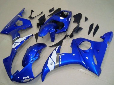 Shop 2003-2004 Yamaha YZF R6 Motorcycle Fairing - Blue White OEM Style