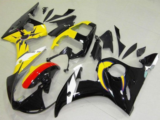 2003-2004 Yamaha YZF R6 Motorcycle Fairings - Yellow Red Glossy Black