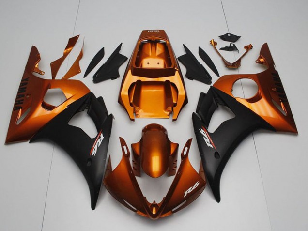 2003-2004 Yamaha YZF R6 Motorcycle Fairings - Orange Matte Black