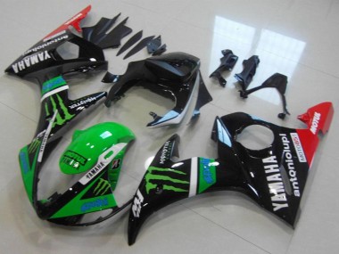 Shop 2003-2004 Yamaha YZF R6 Motorcycle Fairings - Glossy Black Red Green Monster Motul