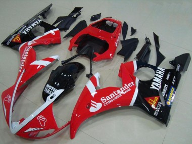 Shop 2003-2004 Yamaha YZF R6 Motorcycle Fairings - Red White Glossy Black Santander Motul