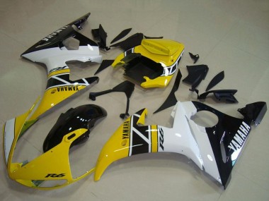 Shop 2003-2004 Yamaha YZF R6 Motorcycle Fairings - Yellow White Glossy Black Anniversary