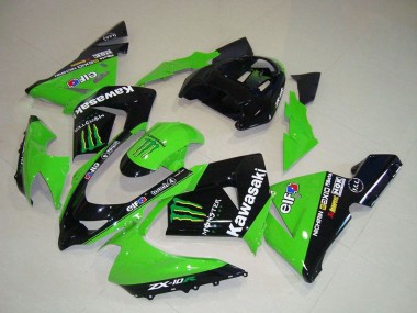 Shop 2004-2005 Kawasaki ZX10R Motorcycle Fairings - Green Black Monster Elf